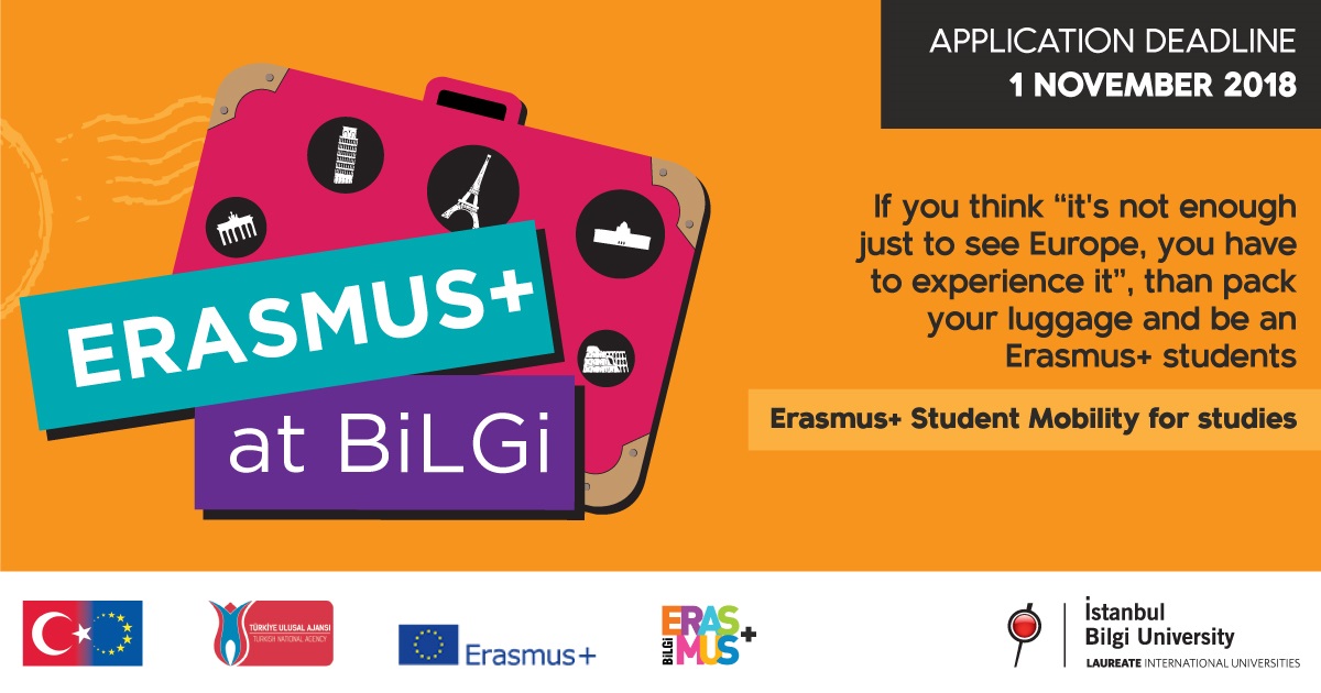 2018 - 2019 Academic Year Erasmus + Study Mobility - Master Degree  Application for Spring Semester ​Opened!