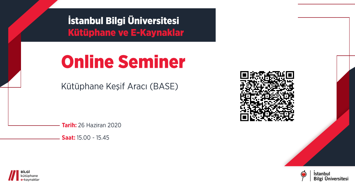 BİLGİ Kütüphane ve E-Kaynaklar Online Seminer: Kütüphane Keşif Aracı (BASE) BİLGİ Kütüphane ve E-Kaynaklar Online Seminer: Kütüphane Keşif Aracı (BASE)
