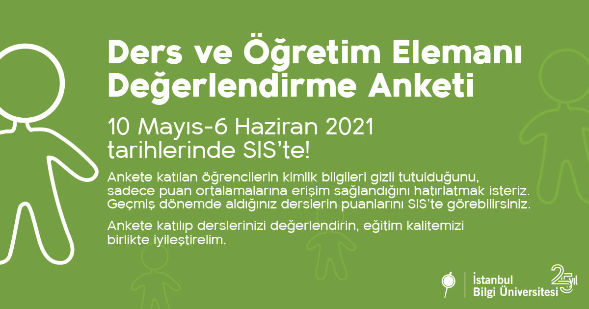 2020-2021 Akademik Yılı Bahar Dönemi için Ders ve Öğretim Elemanı Değerlendirme Anketi