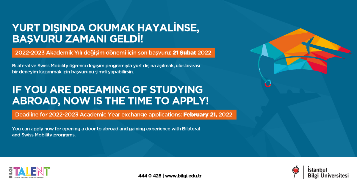 2022 - 2023 Akademik Yılı İkili Değişim & İsviçre Hareketliliği Başvuru Çağrısı 2022 - 2023 Akademik Yılı İkili Değişim & İsviçre Hareketliliği Başvuru Çağrısı