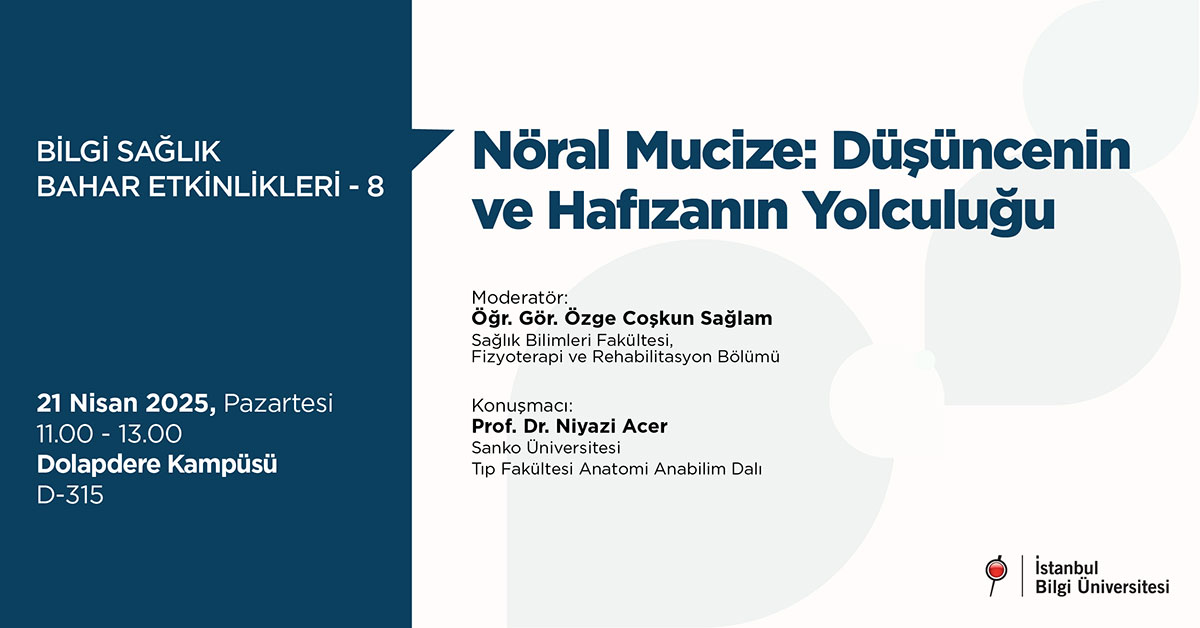 BİLGİ Sağlık Bahar Etkinlikleri - 8: Nöral Mucize Düşüncenin ve Hafızanın Yolculuğu BİLGİ Sağlık Bahar Etkinlikleri - 8: Nöral Mucize Düşüncenin ve Hafızanın Yolculuğu