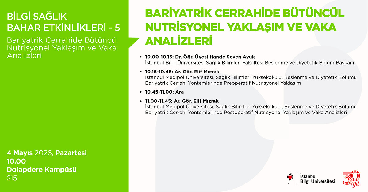 BİLGİ Sağlık Bahar Etkinlikleri -5: Bariyatrik Cerrahide Bütüncül Nutrisyonel Yaklaşım ve Vaka Analizleri