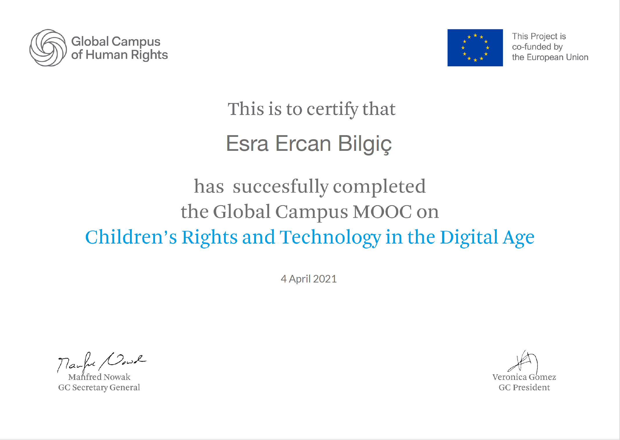 Global Campus of Human Rights - MOOC - Children's Rights and Technology in the Digital Age